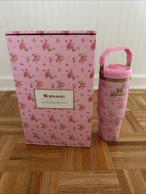 Stanley x Love Shack Fancy - Pink Floral Travel Tumbler with Gold Accents